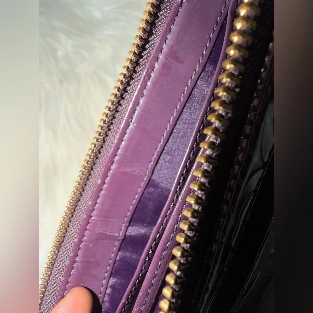 COACH Op Art Rich Purple Leather Wristlet
